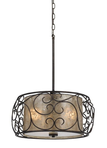 Pendant Hand Forge Iron Frame and Mica Shade #020823-014 FP