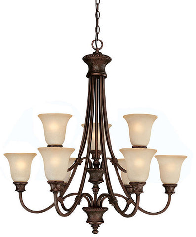 Chandelier Burnished Bronze Finish With Mist Scavo Glass 141-Cap-618