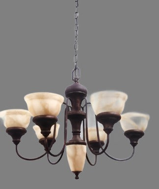 Chandelier Bronze Metal Finish with Camel Glass Shades 01-118-JSH-CH13