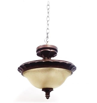 Semi Flush Lamp Bronze Metal Frame With Cream Glass 01-118-JSH-CH6
