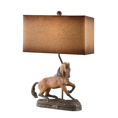 Table Lamp Bronze Finish And Brownl Shade #070845-14