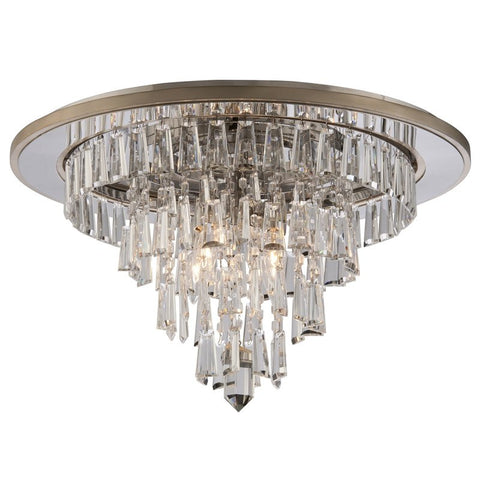 Flush Mount Silver Leaf Finish And Crystal Accents #140802-14
