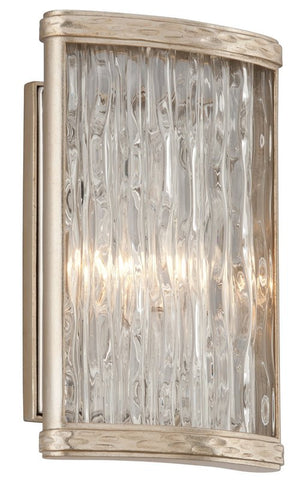 Wall Light Silver Leaf and Polished Steel Finish Clear Tubular Glass  #100802-014