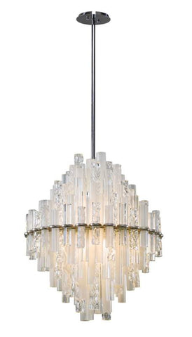 Chandelier  Satin Silver Finish and clear and frosted Glass 010221-16