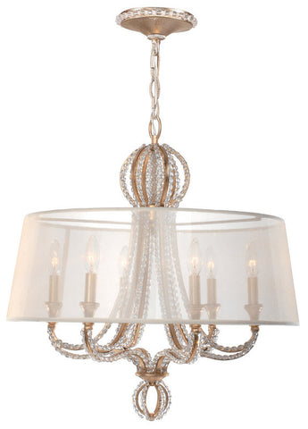 Pendant Satin Gold Finih And Crystal Accents With Organza Shade #020854-14