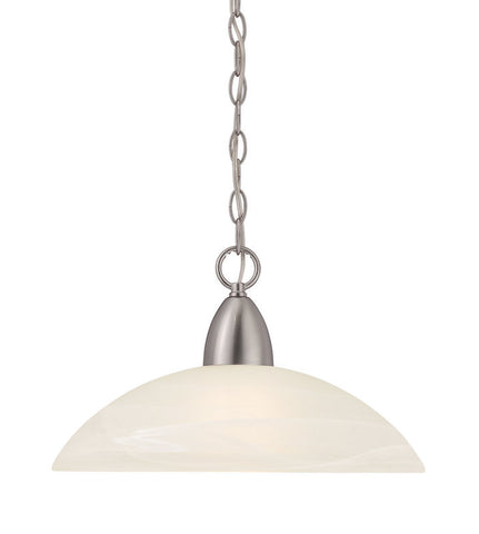 Pendant Brushed Nickel And Alabaster Glass Shade #020812-015