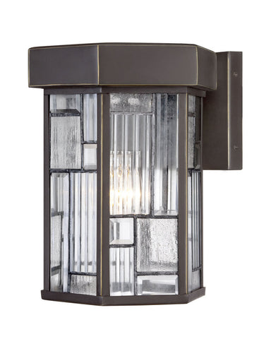 Outdoor Wall Light Bronze Finish And Clear, Seedy and Ribbed Glass #170912-015
