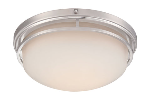 Flush Mount Satin Platinum Finish And Frosted Glass #140812-015
