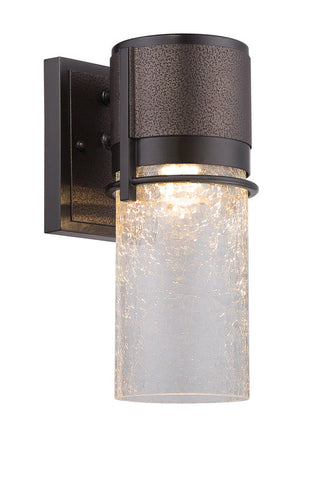 Outdoor Wall Light Bronze Finish And Clear Crackle Glass Shade #170912-015