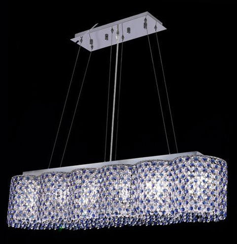 Chandelier Chrome Finish and clear and Blue Crystal #01082238-16