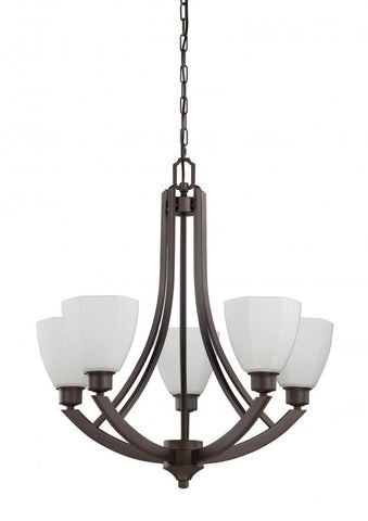 Chandelier Bronze Finish With Opal Glass #010803-014