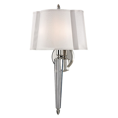 Wall Sconse Polished nickel And Crystal Accent With Silk Shade #100832-69