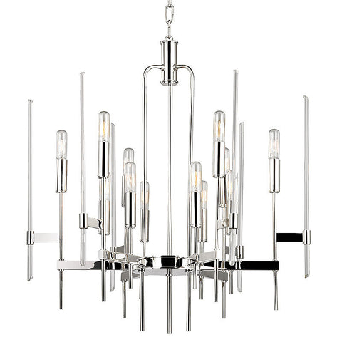 Chandelier Polished Nickel And Glass Rods #010832-02