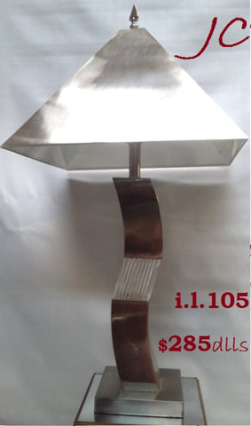Table Lamp Satin Nickel  Base And Shade and Crystal Accent 07-1418-JSH-105