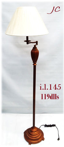 Floor Lamp Brown Finish With Off White Shade 06-118-JSH-145