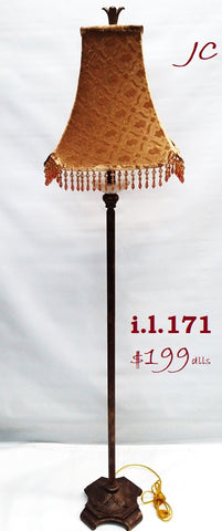 Floor Lamp Bronze and Antique Gold Silk Shade 06-118-JSH-171