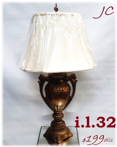 Table Lamp Satin Gold Finish With Silk Shade 07-118-JSH-32