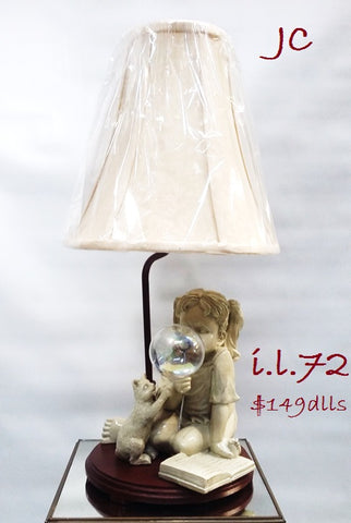 Table Lamp Girl And Bubble Base With Silk Shade 07-118-JSH-72