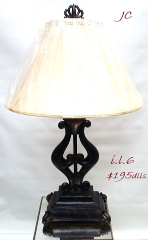 Table Lamp Dark Brown Base With Beige Shade 07-118-JSH-1.6