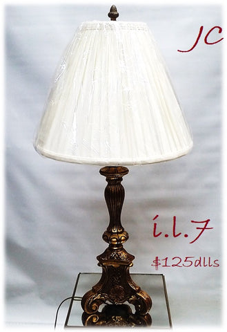 Table Lamp Antique Gold And Cream Shade 07-118-JSH-1.7