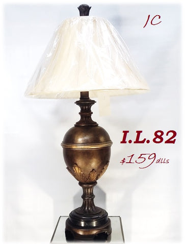 Table Lamp Bronze Finish Base With Silk Shade 07-118-JSH-82
