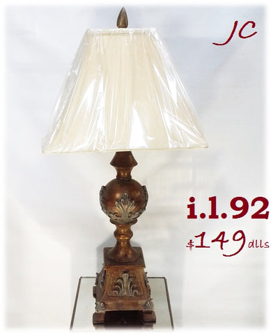 Table Lamp Bronze And Green Finish With Silk Shade 07-118-JSH-92