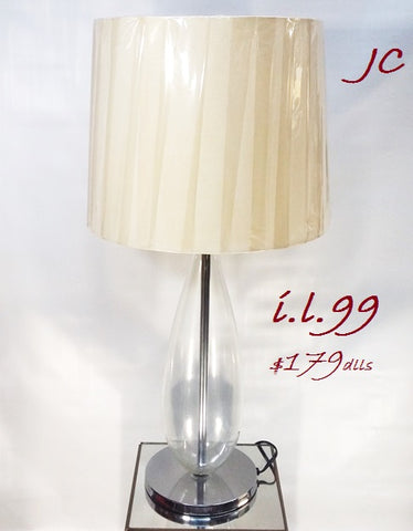 Table Lamp Glass Base And Nickel Finish With Cream Shade 07-118-JSH-99