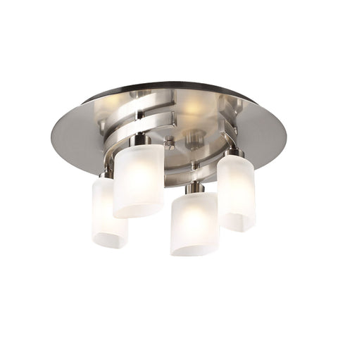Flush Mount Light Satin Nickel And Frosted Glass #140839-14