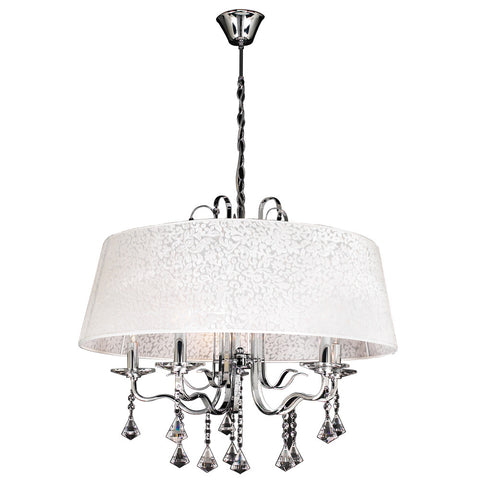 Pendant Chrome Finish and White Shade And Crystal Accents #010839-015