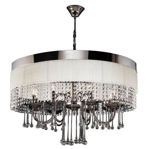 Pendant Chrome Finish And White Shade With Crystal Accents #010839-015