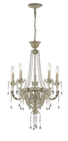 Chandelier Antique White Finish And Crystal #010833-14