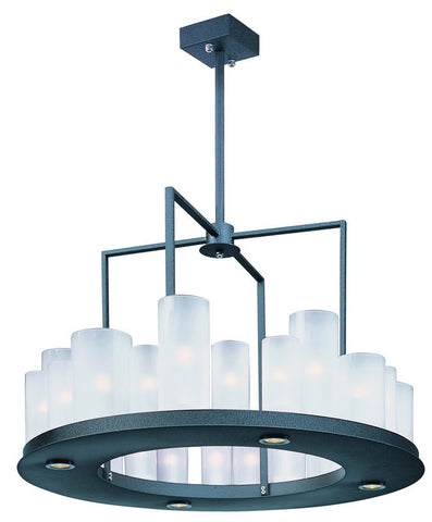 Chandelier Textured Black Finish And Frosted Cylinder Glass#010836-014 FP