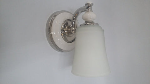 Wall Light Polished Nickel And White  Opal Glass Shade 118-JSH-009