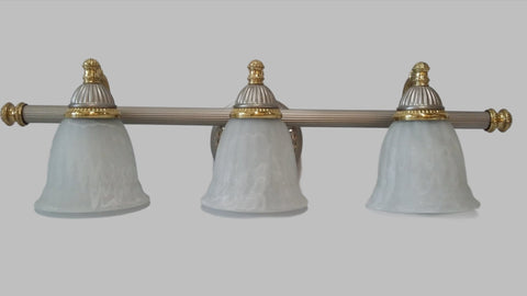 Bathroom Light Pewter And Solid Brass Alabaster Glass Shades 9118-JSH-001