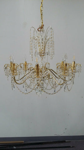 Chandelier Gold Finish and Hand Cut Crystal 1218-JSH-JM-08