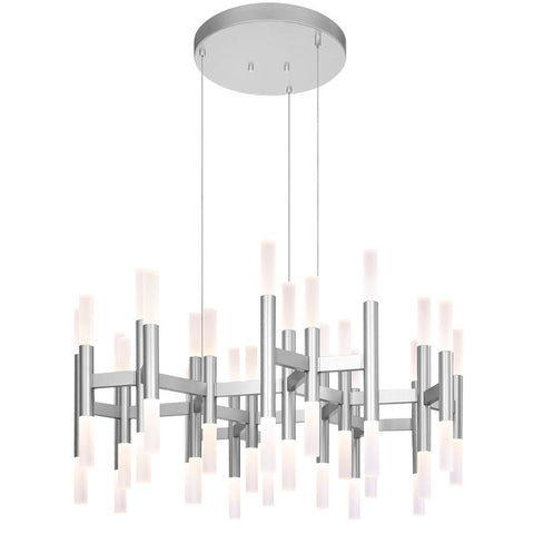 Chandelier Silver Finish And Frosted Glass #010850-015