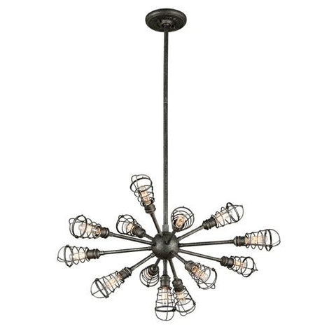 Chandelier Old Silver Iron Finish and  Wire Cage 014803-16