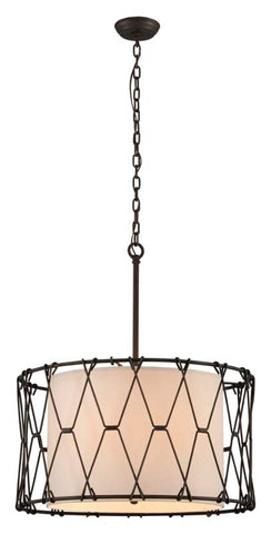 Chandelier Vintage Bronze Finish and Linen Shade 014803-16