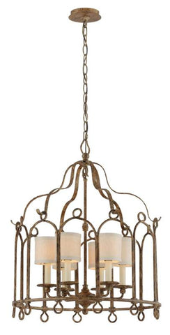 Chandelier Bronze Finish And Linen  Shades 014803-16