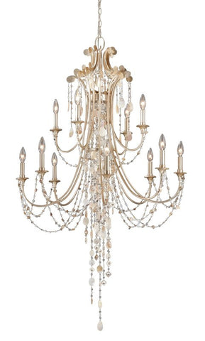 Chandelier Silver Leaf Finish  Seashell And Beadsl #010846-07