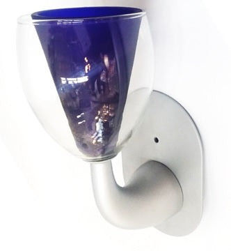 Wall Sconse Satin Silver Finish  With Cobalt Blue and Clear Glass 10-118-JSH